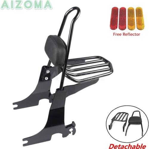 Black Sissy Bar Rear Passenger Pad Backrest w/ Luggage Rack for Harley Sportster 1200 Iron 883 XL Forty-eight Nightster Custom