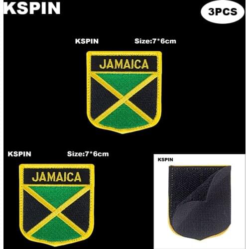 National Flag Patch Hook Loop Jamaica Badges Armband 3D Stick on Jacket Backpack Stickers
