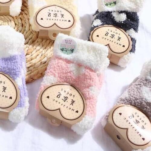 Hot Fluffy Fuzzy Candy Warm Lady Heart Cute Winter Kawaii Thick Casual Women Warm Socks Short Cute Cotton Terry Socks Female