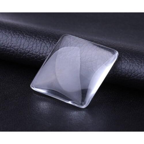 JUYA 30mm 25mm Handmade Square Transparent Clear Glass Cabochon Woven Jewelry Accessories Carfts Supplies for Necklace Making