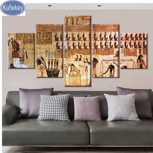 5 Pieces Egyptian canvas Painting diamond painting cross stitch Full square Drill 5D DIY Diamond mosaic landscape 3D diamonds