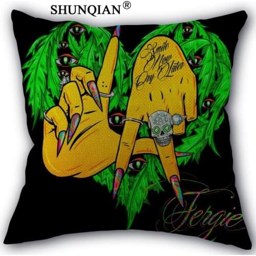 Fergie Pillowcase Cotton Linen Square Zippered Pillow Cover Unique Design Customize Your Picture 45x45cm one side