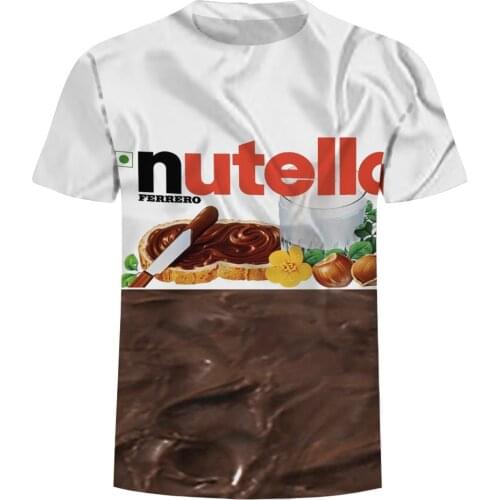 Summer fashion women/men 3d t shirt nutella spoof fun lifelike food chocolate sauce harajuku food t-shirt mens Free shipping