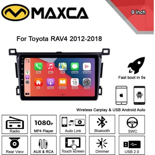 MAXCA 9 inch Wireless Carplay Android auto radio For 2012 Toyota RAV4 Multimedia Video Player