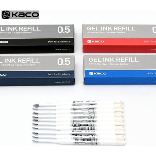 For Xiaomi Metal Sign pen Kaco 0.5MM EU Refill Blue/Black/Red/Navy Blue Ink European Standard Retractable Gel Pens 10Pcs/Pack