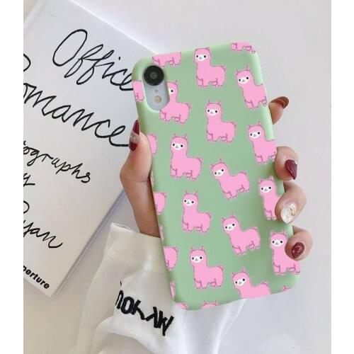 Kawaii Cute Llama Alpaca Phone Case for iPhone 11 Pro Max XR XS X Soft Candy Cover for iPhone 6 6S 7 8 Plus Cases