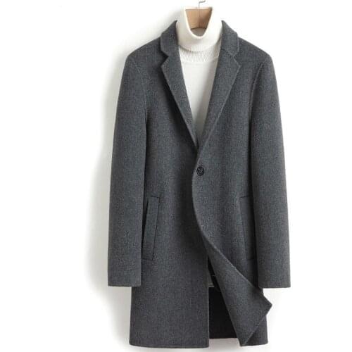 Double-sided Wool Coat Cashmere Long Jacket Men Korean Autumn Mens Overcoat Coats and Jackets Abrigo Hombre 2020 4432 J3582