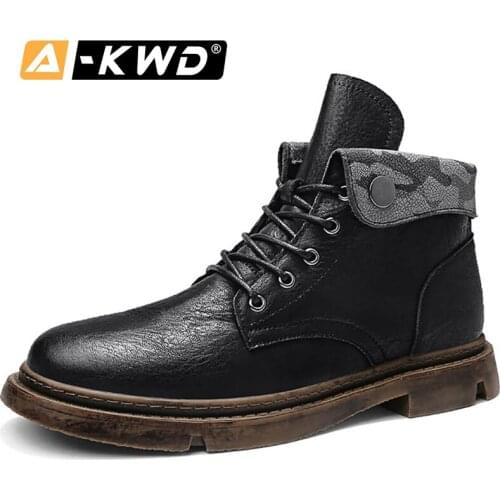 New Fashion Winter Men Boots High Top Work Shoes Western Boots Cowboy Boots Men Botas Invierno Casual Shoes Men Leather Footwear