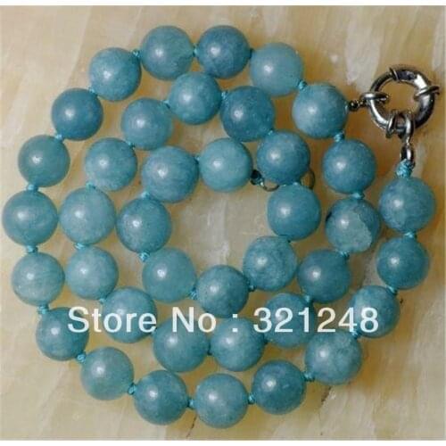 12mm natural blue chalcedony jades natural stone round beads strand necklace for women charms chain jewelry 18inch GE1036