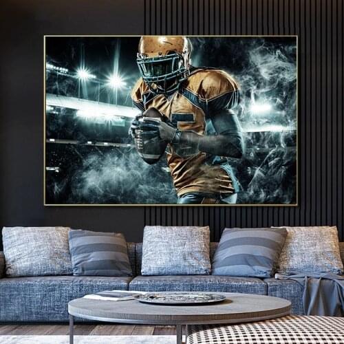 American Football Sportsman Poster Canvas Painting Wall Art Poster and Prints Sports Pictures for Living Room Decor Unframed