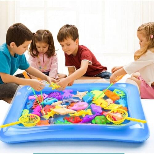 Plastic Magnetic Fishing Toy Water Pool Fish Pole Rod Net Model Play Toys For Children Kids Outdoor Play Fishing Games