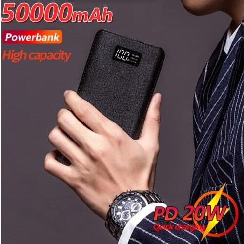 50000mAh Large Capacity Mobile Power Bank LCD Digital Display 4USB Portable External Battery Fast Charging for Xiaomi IPhone