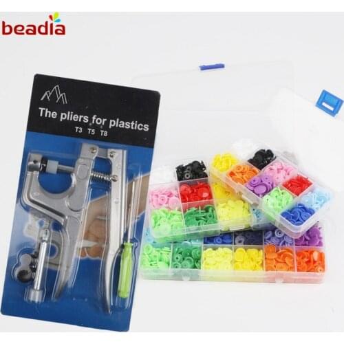 Professional Pliers Metal Tool T5 Resin Snap Buttons 80-240sets Clamps Press Plastic Button Kit