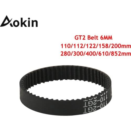 Aokin GT2 Belt 3d Printers Parts Closed Loop Timing Belts Gt2 6mm 110 112 122 158 200 280 300 400 610 852mm Synchronous Belt