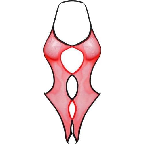 Sexy Sheer Mesh Crotchless Skinny Leotard Body suit Sex Erotic Lingerie Costumes Open Crotch Transparent Teddy Bodysuit Babydoll