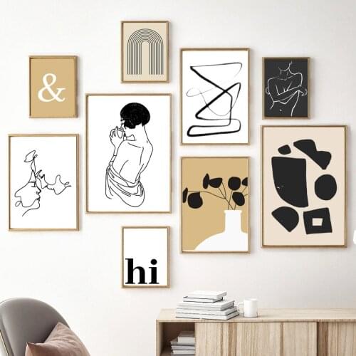 Modern Minimalist Style Abstract One Line Nordic Poster Gallery Wall Art Print Canvas Painting Decor Pictures For Living Room