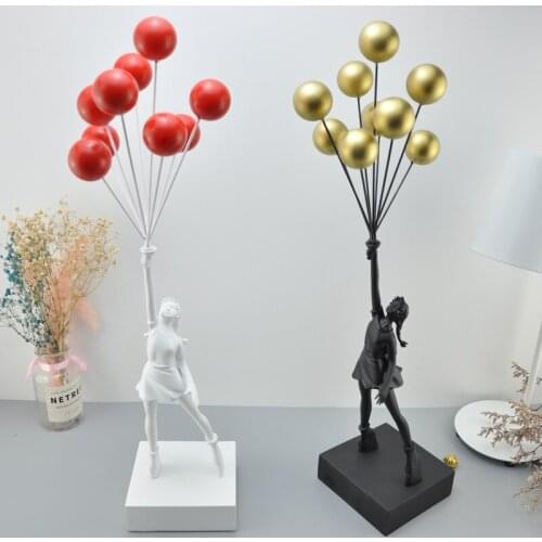 Balloon Girl Statues Banksy Flying Balloons Girl Art Sculpture Resin Craft Home Decoration Christmas Luxurious Gift figurine