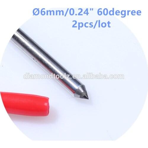 Talentool Free Shipping 2pcs/set Diamond Drag Bit with 60 degree Dia 6mm for Engraving on Metal Glass Stone Glod
