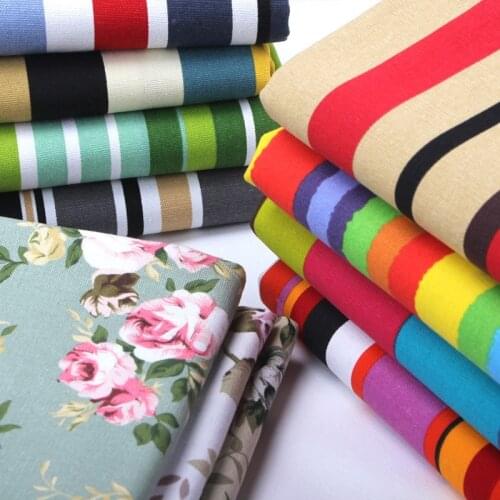Canvas cotton fabric cloth 150 cm width thick sofa table cloth floral fabric striped curtain pillow old coarse cloth fabric