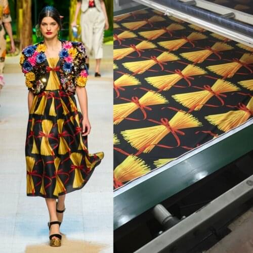 Noodles printed polyester fabric cloth 145 cm width Ladies children shirt dress clothing fabric alibaba express