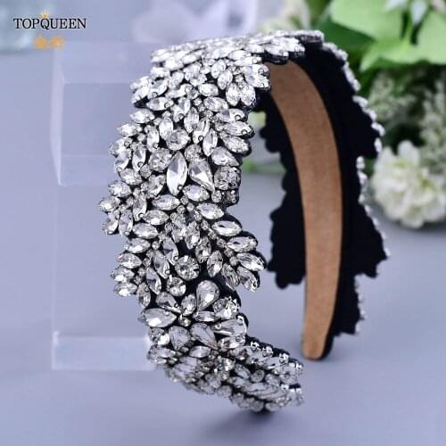 TOPQUEEN S420-D Fashion Temperament Headband Baroque Full Rhinestone Ladies Prom Headband Hair Jewelry Bling Bridal Hair Tiara