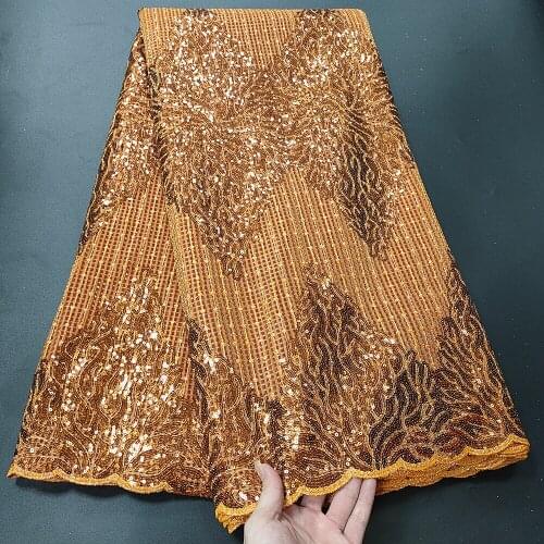 High Quality African Mesh Lace Fabric 2021 French Nigerian Tulle Embroidery Net Lace Fabric With Sequins 5Yards For Wedding A788