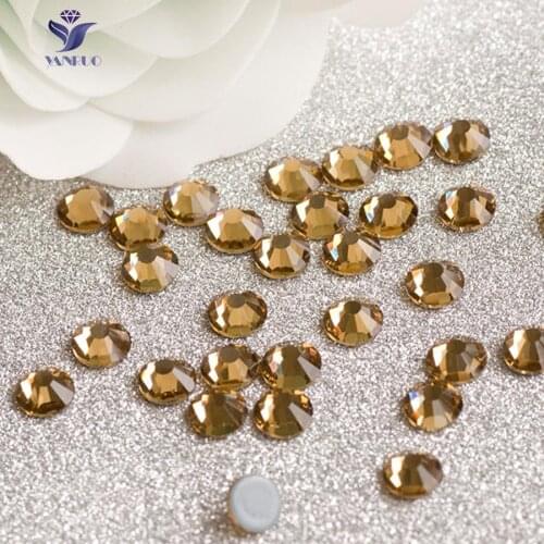 YANRUO 2058HF SS16 Light Colorado Topaz Hot Hold Rhinestones Gold Rhinestone For Dress Crystals