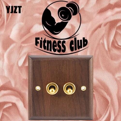 YJZT Fitness Club Wall Vinyl Decal Sport Gym Emblem Switch Sticker Vinyl Wall Decal Fashion Home Decor 8SS2259