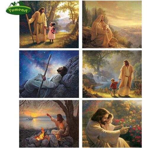 YUMEART DIY Diamond Painting Jesus & Child Religious Savior Cross Stitch Diamond Embroidery Rhinestone Adornment Wall Stickers