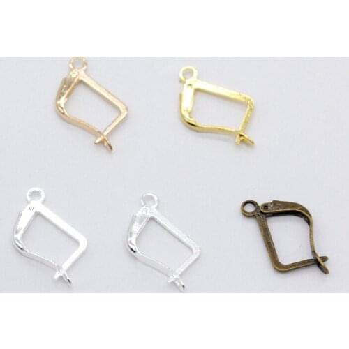 Hot 20p 10x15MM Gold silver Bronze Metal Ear Clip DIY Big Square Earrings Accessories Ear Hook earwire for crystal Beads Buckles