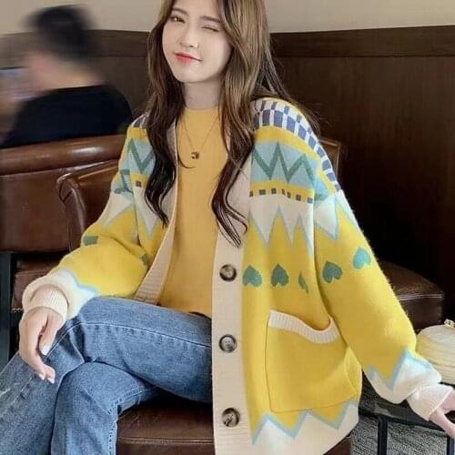 Womens Winter/Autumn Button Pocket Sweater Thicked Sweet Full Sleeve Sweaters Embroidery Cute Big 4XL Size Casual Top Clothes