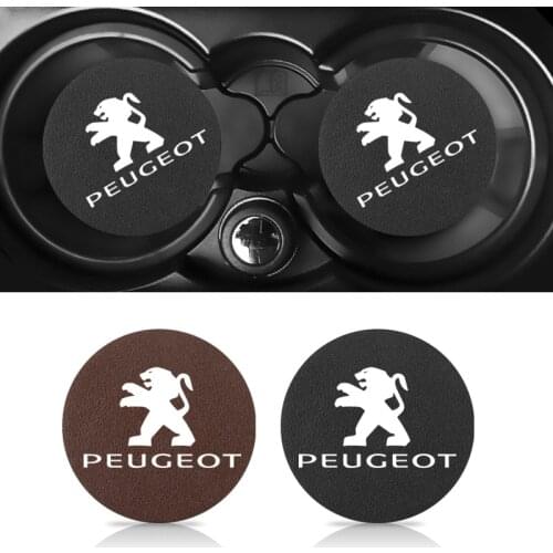 2Pcs Car Cup Holder Pad PU Leather Slot Non-slip Coaster Mat For Peugeot 206 307 308 3008 207 208 407 508 2008 103SP 5008 107