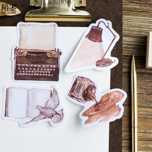24packs Retro old things Sticky Memo Peace Dove Lamp Planner Sticker Sticky Notes typewriter Memo Pads Office School Supply