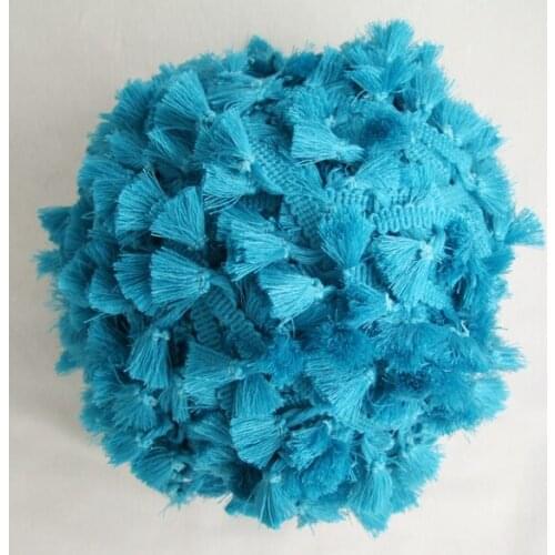 3Yards/Lot Vintage 100% cotton knotted Turquoise Blue fringe trim with cute tassels 1cm width tape 1.5cm length tassels