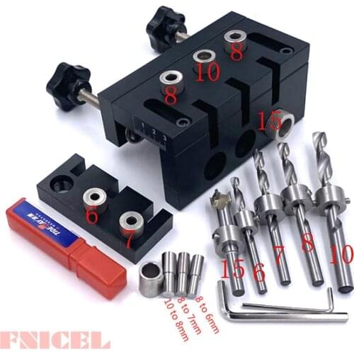 3 In 1 Dowelling Jig Woodworking Joinery Punch Locator Self Centering Metric Dowel wooden pin Drilling Tools Pocket Hole Jig