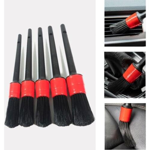 5 Pcs Car Detailing Cleaning Tool Natural Boar Hair Brushes For Car Interior Gap Rims Dashboard Wheel Air Vent Trim