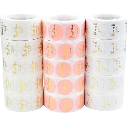 500pcs/roll label Stickers Thank you Stickers Kraft Paper Stickers 25mm Round Adhesive Labels Baking wedding decoration