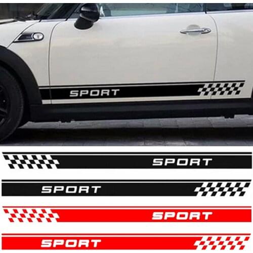 Car Racing Stickers Side Strip Skirt Sport Car Vinyl Decals Graphics Sticker Body Side For Bmw Ford Mini Car Tuning Accessories