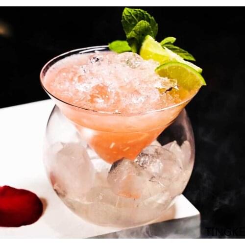 Martini Glass Cocktail Glass Creative Round Ball Wine Glass Unleaded Martini Beer Whiskey Glass Home Bar Drink