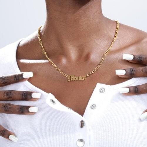 Cuban Chain Custom Name Necklace Personalized Nameplate Necklaces Pendants Handmade Jewelry Stainless Steel Women Men