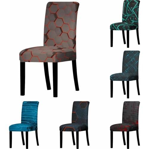 Dark Stain-Resistant Geometry Stretch Chair Cover Elastic Seat Chair Covers Office Slipcovers Dining Banquet Hotel Home Decor