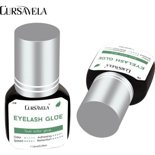 CURSAVELA Low Irritation Extension Lashes Glue 5ML Quick Dry Strong Adhesive No Odor Waterproof Premade Lashes Profession Glue