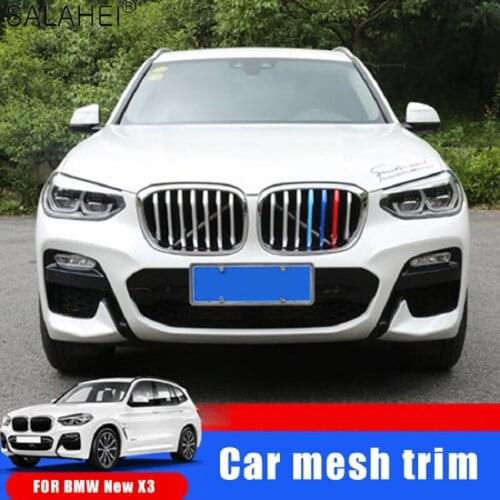 For 18 BMW X3 ABS 3Pcs Three-Color Middle Mesh Trim Strip Car Front Grid Cover Strip Net Decoration Stickers Auto Accessories