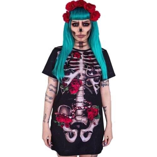 Halloween Horror Skeleton Rose Dress Zombie Ghost bride Costume For Adult Women Day Of The Dead Party Carnival Scary Costume