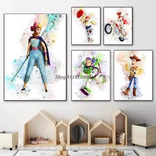 Disney Anime Cartoon Toy Story Buzz Lightyear Hudi Poster Print Wall Art Canvas Painting Picture Living Room Home Decor for Kids