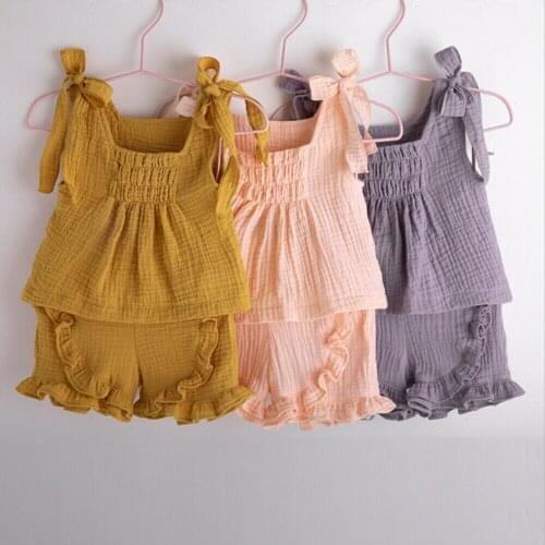 Toddler Kids Baby Girls Summer Clothes Tops Dress Shorts Pants 2PCS Outfits Sets Kids Baby Girl Clothing Sleeveless