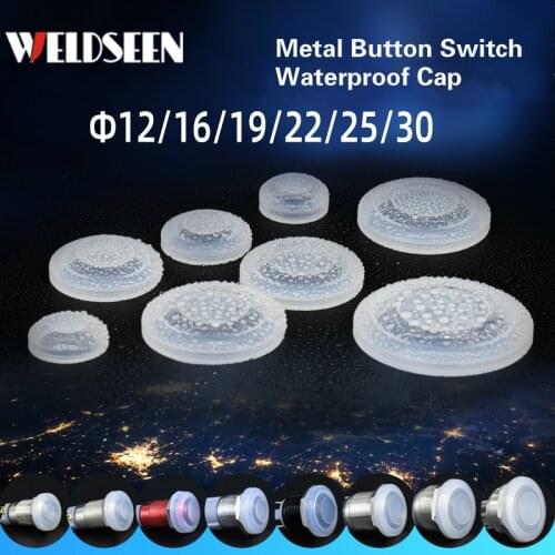 Metal Button Switch Waterproof Cap 12mm 16mm 19mm 22mm 25mm 30mm Silicone Sleeve Protective Cover Dustproof Protective Cover