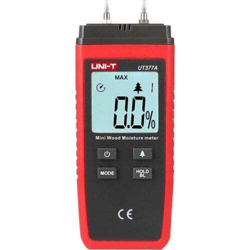 UNI-T UT377A Mini Digital Wood Moisture Meter Hygrometer Humidity Tester for Paper Plywood Wooden Materials LCD Backlight
