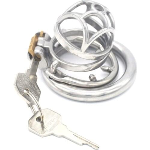 Male Chastity Device Penis Cage with Barbed Anti-off Ring Chastity Belt Cock Cage Male Dhastity Cage BDSM Toys for Men G7-244F