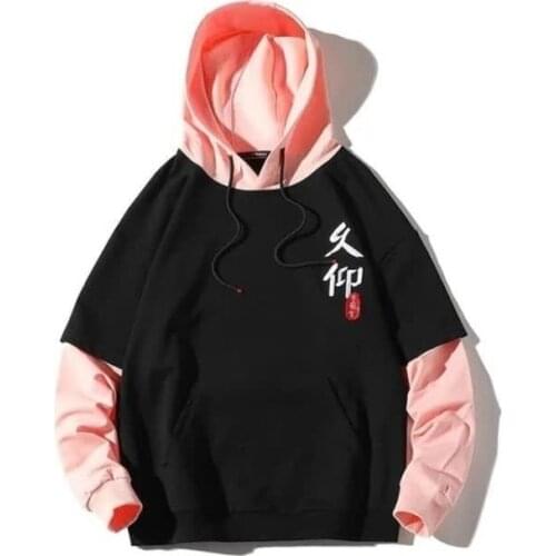 Autumn & Winter Men 's Japanese Tide Brand Hooded Pullover Youth Loose Fake Two Long-Sleeved Hoodies Casual Fleece Full